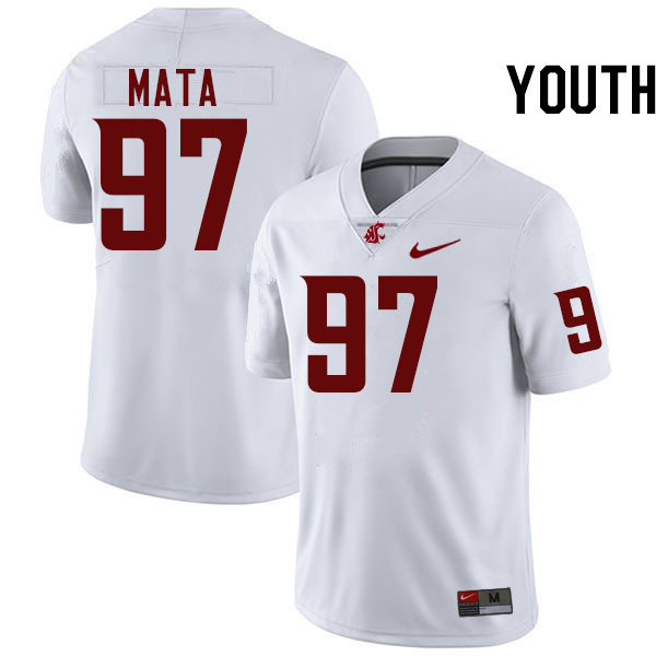 Youth #97 Aden Mata Washington State Cougars College Football Jerseys Stitched-White